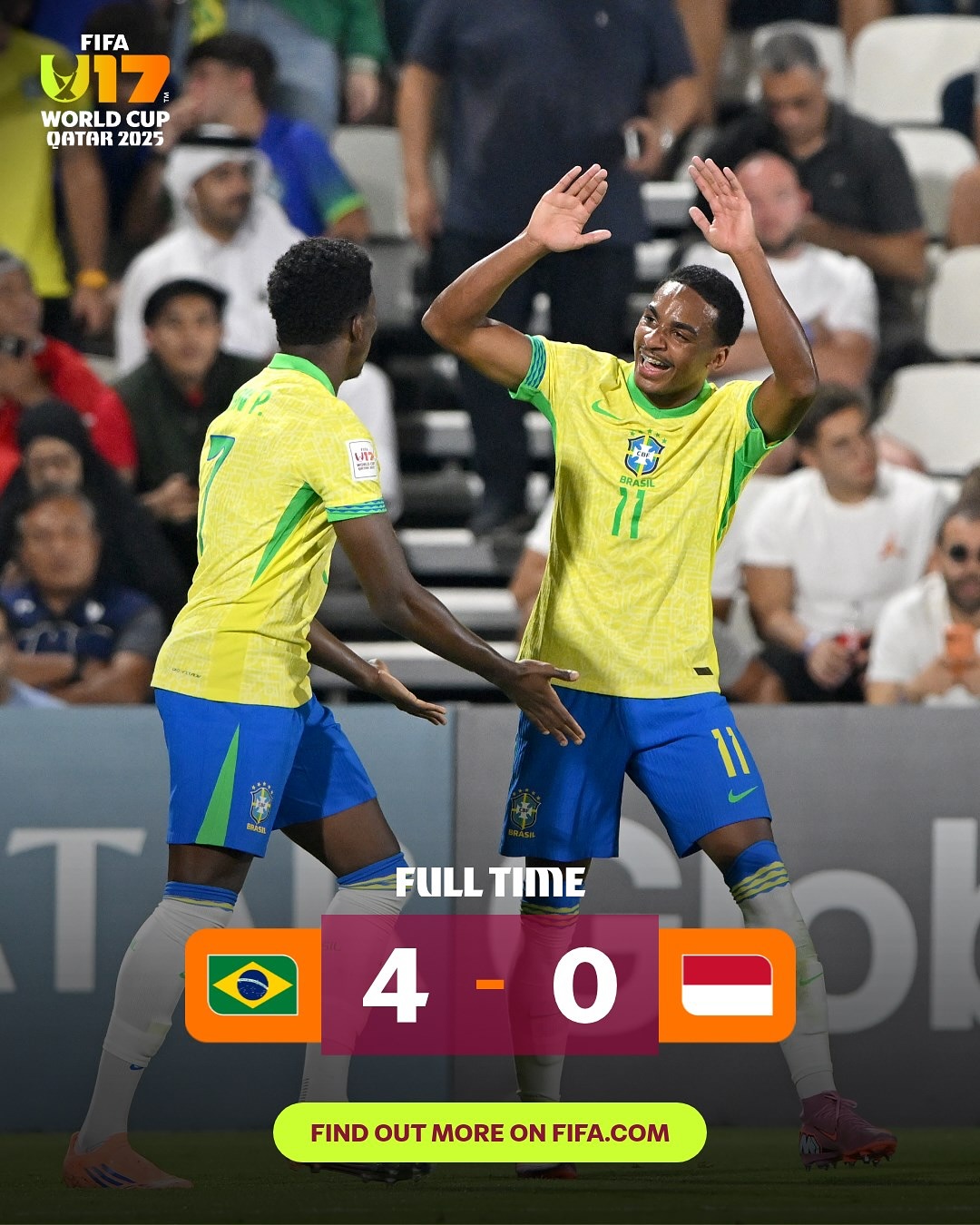 Pertandingan Brasil U-17 vs Indonesia U-17