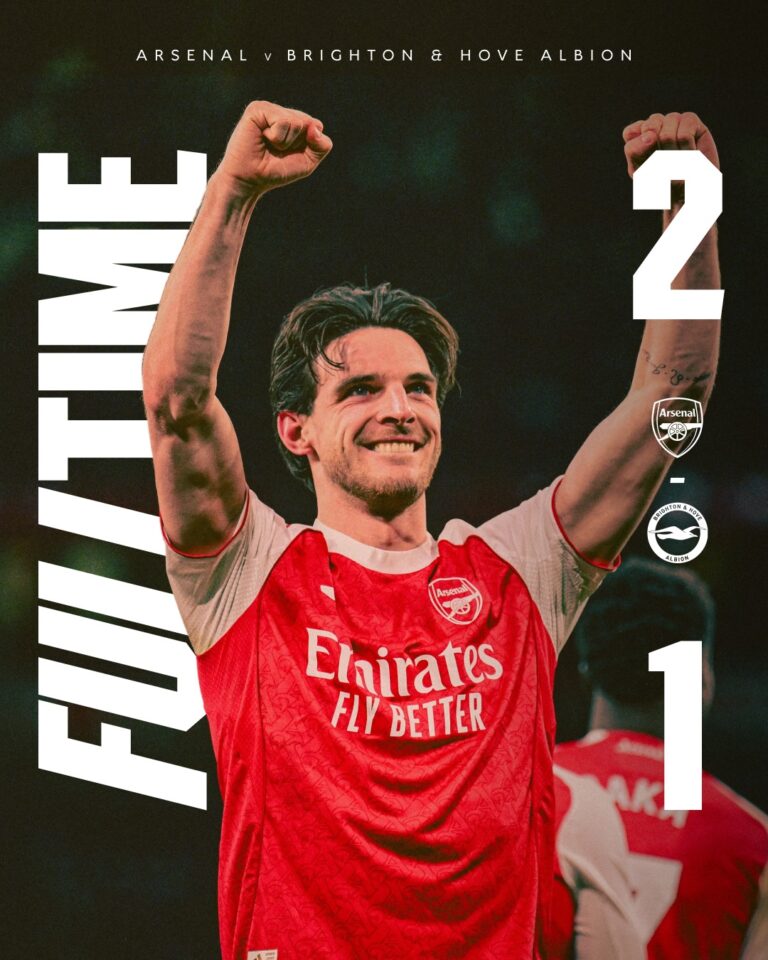 Skor Arsenal vs Brighton 2-1, Arteta Kokohkan Asa Juara